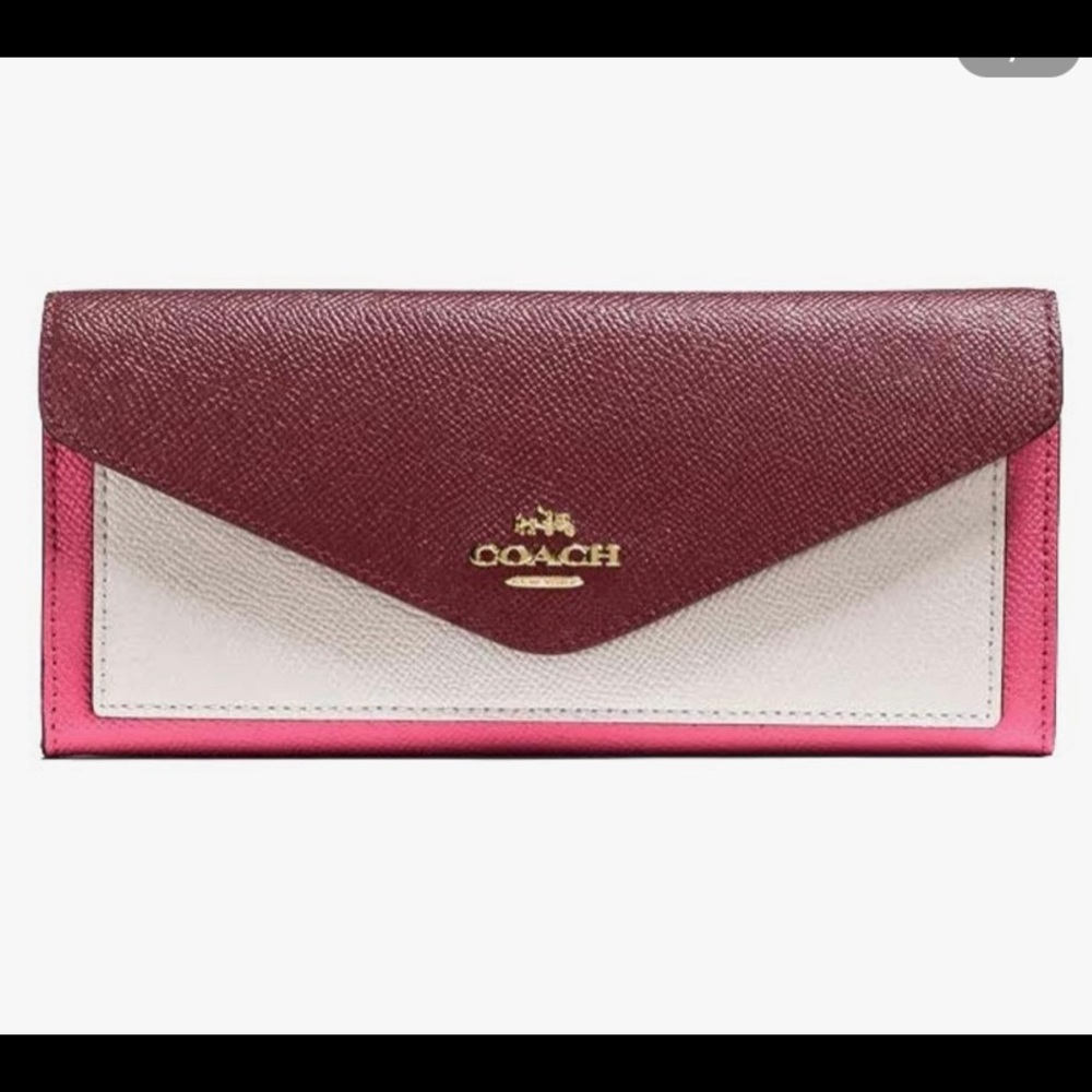 COACH Women's Soft Wallet In Color block Beige-Nude color